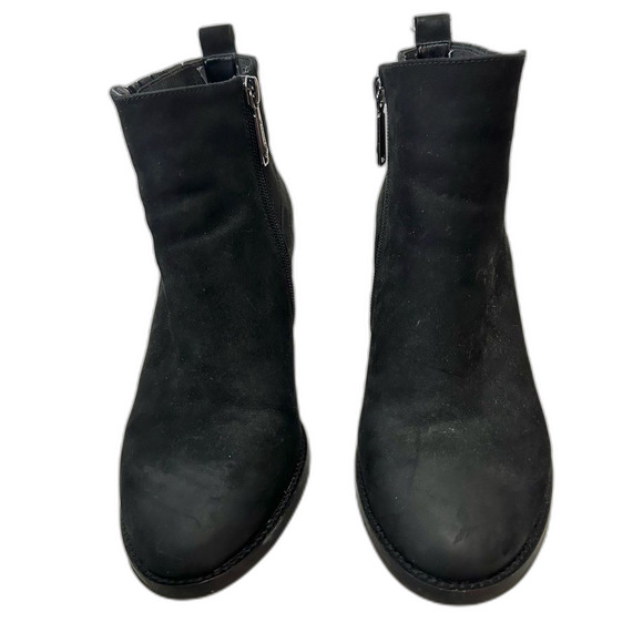 Blondo Black NOA Cognac Nubuck Waterproof Zip Block Heel Ankle Booties Size 8 - Picture 12 of 16